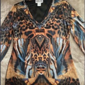 (NWOT) Dolce Boutique Animal Print Top Women’s Size L